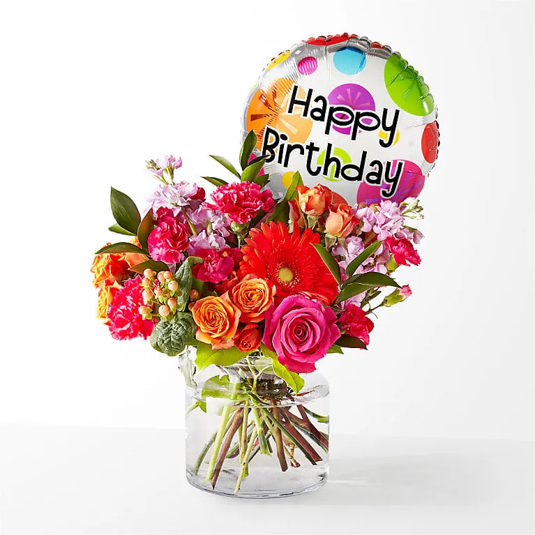 Fiesta Bouquet with Birthday Balloon - Image 3