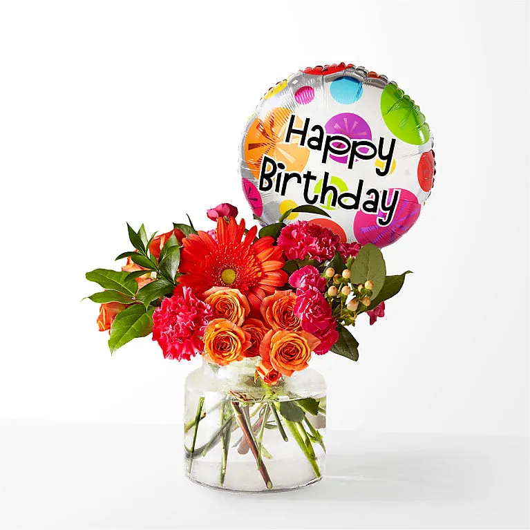 Fiesta Bouquet with Birthday Balloon - Image 4