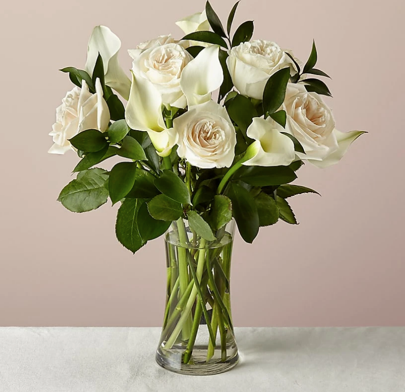 6 Stem Vision in Ivory Rose and Calla Lily Bouquet - Image 2
