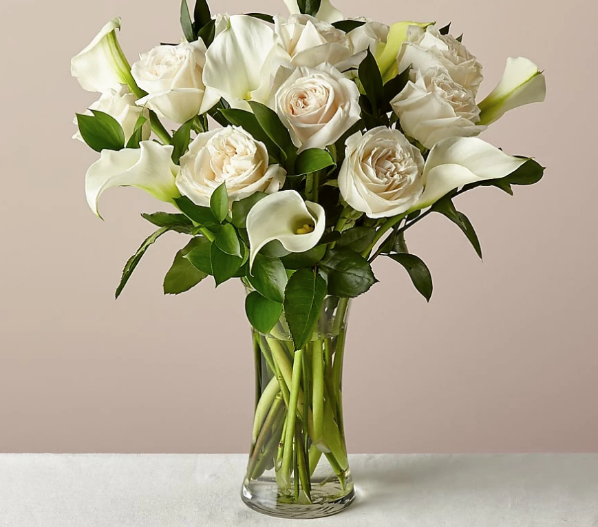 6 Stem Vision in Ivory Rose and Calla Lily Bouquet