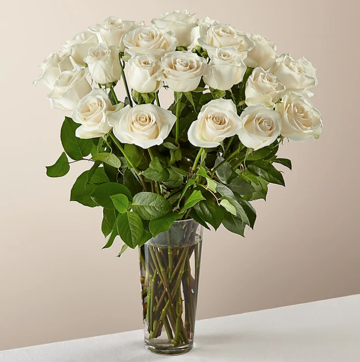 Long Stem White Rose Bouquet - Image 2