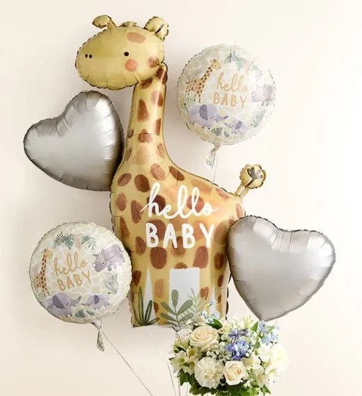 Sweet Baby Boy Arrangement with Hello Baby Balloons - Image 4