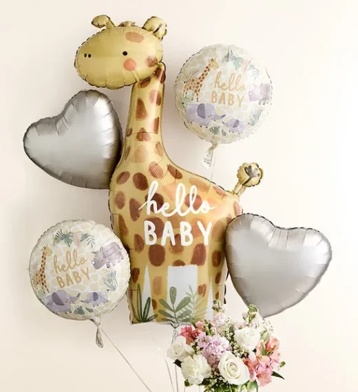Sweet Baby Girl Arrangement with Hello Baby Balloons - Image 3
